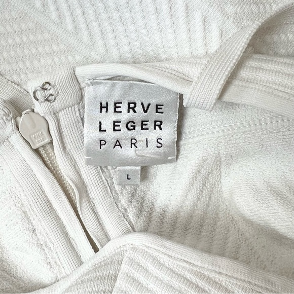 HERVE LEGER Bandage Mini Dress Y2K 90s Stretch Ribbed Knit Sleeveless Bodycon‎ L - Picture 8 of 12